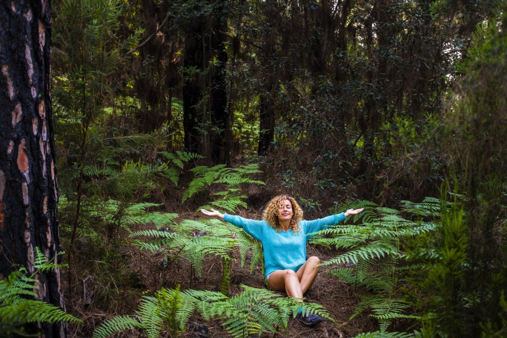 Young healthy woman meditate and do yoga